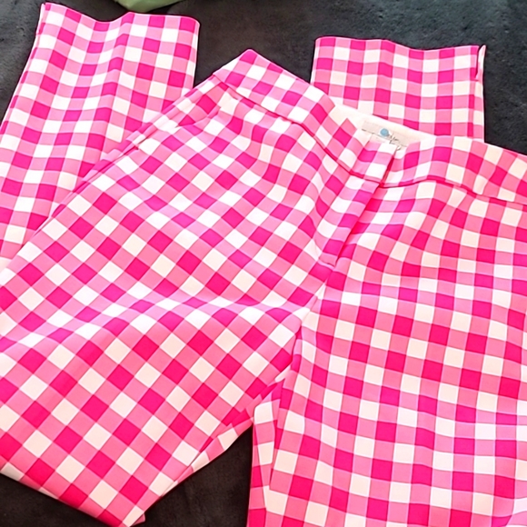 Boden Pink Gingham Richmond Trouser Pants - Picture 1 of 3